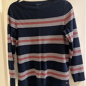 Tommy Hilfiger casual sweater.  Navy, red  and white. womens sweater size small.